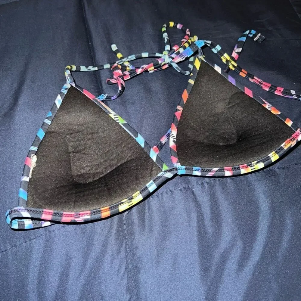 Bikini top lightening watercolor triangle swimwear push up size M